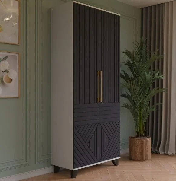 Шкаф 2-х створчатый Копенгаген белый/серый графит