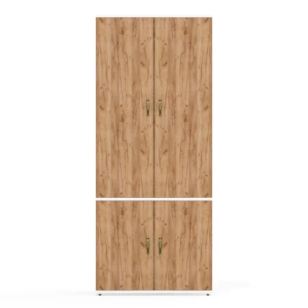 Шкаф Лидер-8 МД 20Б белый шагрень/крафт золото