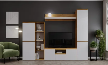 Буфет Гретта 2С дуб крафт золотой/белый