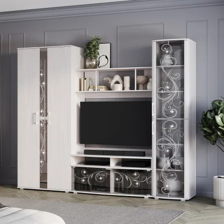 Шкаф 2-х створчатый Флоренция ясень белый