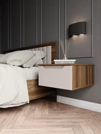 Тумба прикроватная подвесная Роза орех франклин/бежевый скин тренто