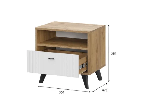 Тумба прикроватная Милан дуб золотой/белый матовый