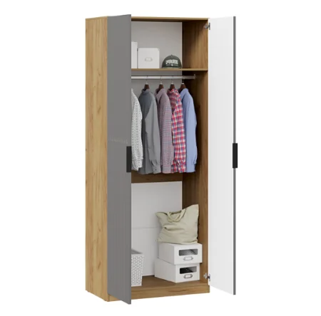 Шкаф для одежды Хилтон дуб крафт золотой/графит матовый