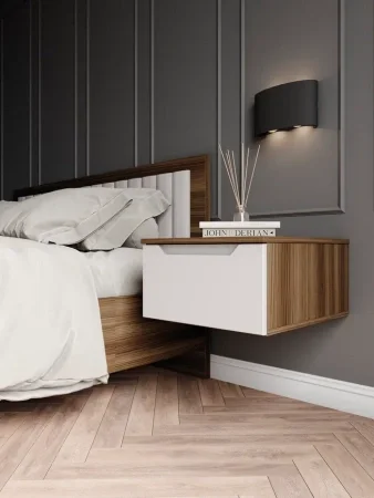 Тумба прикроватная подвесная Роза орех франклин/белый софт тренто