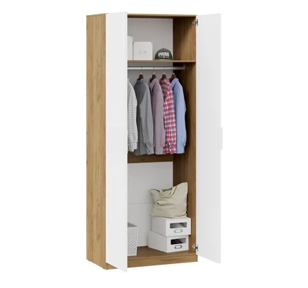 Шкаф для одежды Хилтон дуб крафт золотой/белый матовый