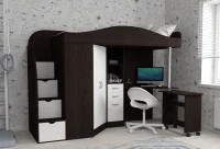 Кровать чердак Юниор-4 венге/белый