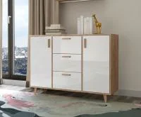 Комод Эго К-2 (НГ) дуб крафт золотой/белый глянец