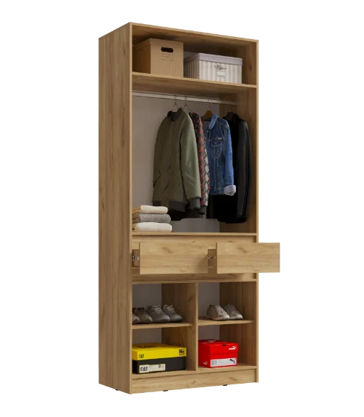 Шкаф 2-х створчатый Роджина дуб крафт/белый глянец