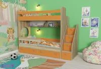 Кровать двухъярусная Юниор-1 ясень/оранжевый