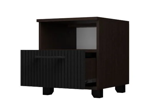 Тумба прикроватная Копенгаген с ящиком венге/черный матовый