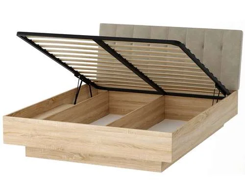 Кровать Соната КРС-1600 дуб сонома, изголовье велюр SAND