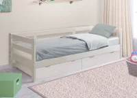 Кровать Норка с ящиками выбеленная береза