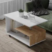 Стол журнальный Консул-5 белый/дуб крафт золотой