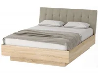 Кровать Соната КРС-1600 дуб сонома, изголовье велюр SAND