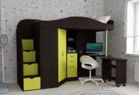 Кровать чердак Юниор-4 венге/лайм