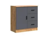Комод с 3-мя ящиками и дверью Бася дуб крафт/графит