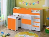 Кровать чердак Малыш 1800 белый/оранжевый
