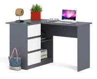 Угловой компьютерный стол МС-16 графит/белый (левый)