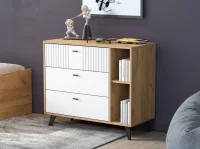 Комод Милан 3 ящика дуб золотой/белый матовый