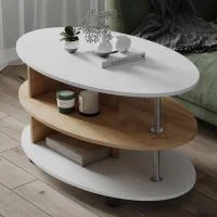 Стол журнальный Консул-4 белый/дуб крафт золотой