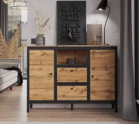 Тумба Лофт KOM2D2S/150 дуб вотан/черный