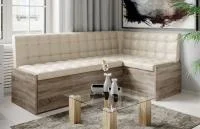 Скамья угловая Форест со спальным местом дуб сонома трюфель, кожзам бежевый