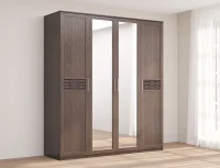 Шкаф 4-створчатый с зеркалом Кэт-4 венге/caiman темный