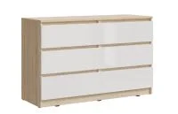 Комод Челси 1202 6 ящиков дуб сонома/белый глянец