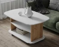 Стол журнальный Консул-2 белый/дуб крафт золотой