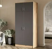 Шкаф 2-х створчатый штанга+полка графит/дуб крафт