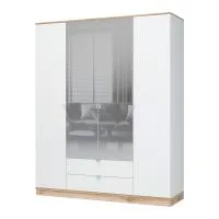Шкаф 4х створчатый с зеркалом Юкки ШК2Я-1800 дуб делано/белый