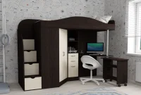 Кровать чердак Юниор-4 венге/дуб молочный