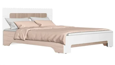 Кровать Палермо-3 160х200 шимо светлый/белый глянец