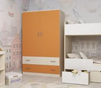 Шкаф двухстворчатый дуб молочный/оранжевый