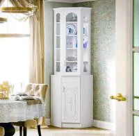 Буфет Лиза-2 угловой белый глянец