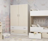 Шкаф двухстворчатый белый/дуб молочный