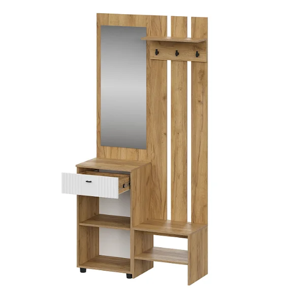 Вешалка Милан дуб золотой/белый матовый (исполнение 1)