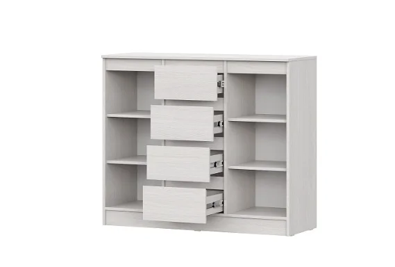 Комод 4 ящика 2 створки Бриз-1 ясень анкор светлый