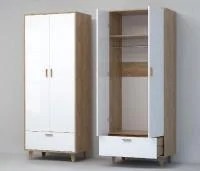 Шкаф Эго Шк-1 (НГ) дуб крафт золотой/белый глянец