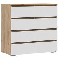 Комод 8 ящиков Хелен КМ-04 дуб крафт золотой/белый
