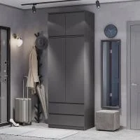 Шкаф 2-х створчатый с антресолью Симпл ШК-03 + ТБ-06 графит