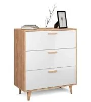 Комод Эго К-3 (НГ) дуб крафт золотой/белый глянец