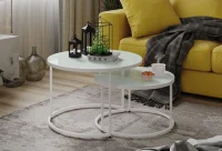 Стол журнальный Вега белый, стекло лакобель белый