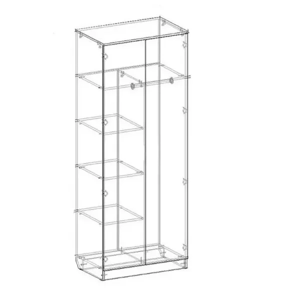 Шкаф 2-х створчатый штанга+полка графит/дуб крафт