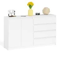 Комод широкий четыре ящика и две дверки МК 1600.1 белый