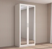 Шкаф 2-створчатый с зеркалом Кэт-4 бодега/caiman белый