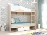 Кровать двухъярусная Галактика дуб сонома/белый глянец