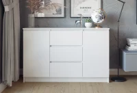 Комод Челси 1200 (2 двери 3 ящика) белый/белый глянец