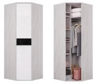 Угловой шкаф Кимберли ШК-28 ясень белый/белый глянец