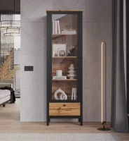 Витрина Лофт REG1W1S дуб вотан/черный